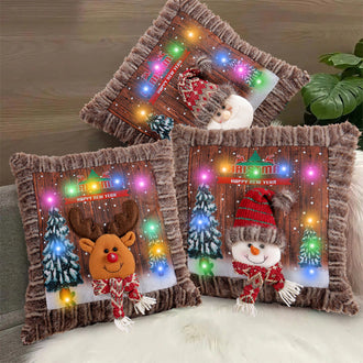 LED Light Up Christmas Pillow Cover