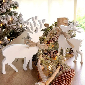 2 Pcs - Christmas Wooden Reindeer Decor