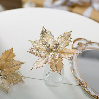 4 Stück - Weihnachts-Glitzer-Poinsettie