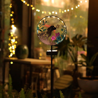 Solar Powered Metal Dog & Butterfly Silhouette Stake Light