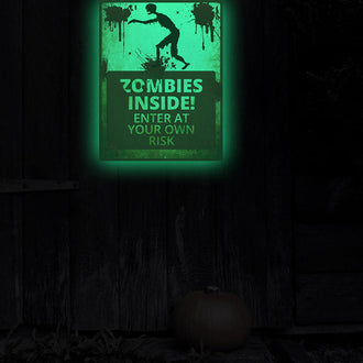 Lot de 2 autocollants d'avertissement phosphorescents pour Halloween