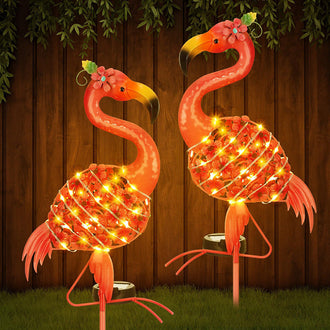 Solar Powered Metal Flamingo Stake light