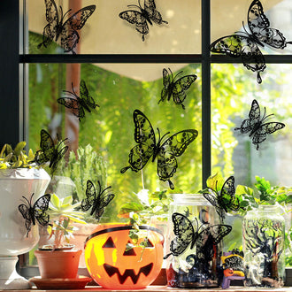 12 pièces - Décoration de papillon en forme de crâne pour Halloween