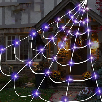 Toile d'araignée illuminée d'Halloween de 16,4 pieds