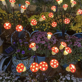 Set van 2 - LED-paddenstoelpaallamp op zonne-energie