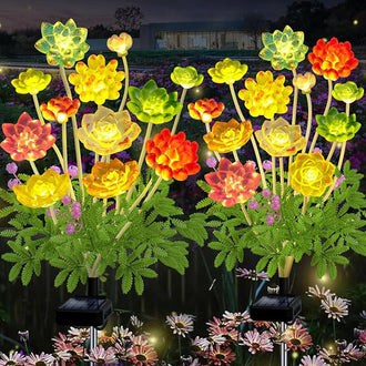 2 Pack - Solar Powered LED Succulent Stake Light