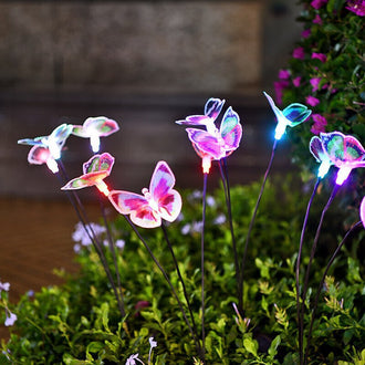 2 Pack - Sparkling Solar Powered LED Butterfly Stake Light