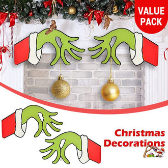 2 pezzi - Decorazione per porta in legno fatta a mano con Grinch natalizio