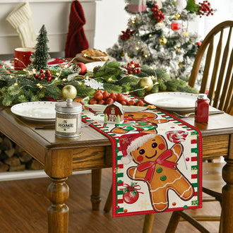 Adorable Christmas Gingerbread Table Runner