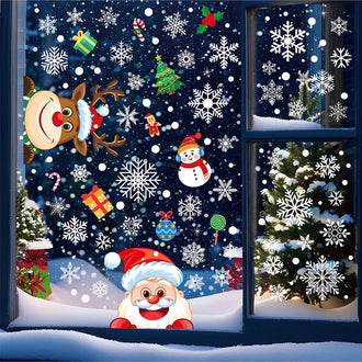 Christmas Santa & Reindeer Window Clings