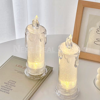 Elegante candela a LED in cristallo bianco caldo