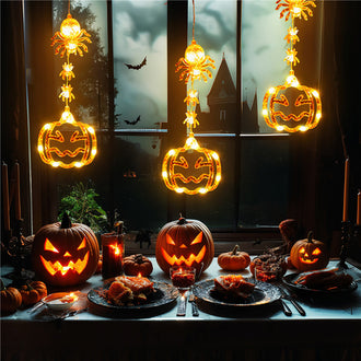 Halloween Pumpkin Spider Window Light with Suction Cup