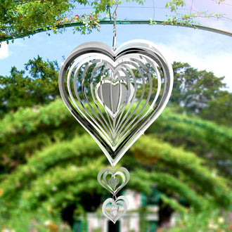 Heart Shaped Reflective Wind Spinner