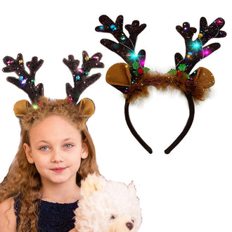 LED Light Up Christmas Reindeer Antler Headband