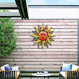 Metalen zon kunst aan de muur decor