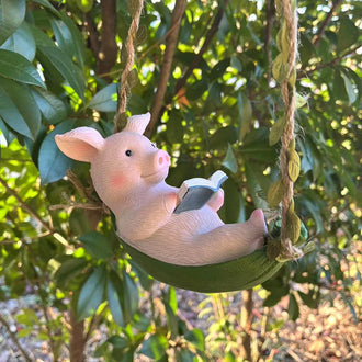 Reading Pig Garden Figurine