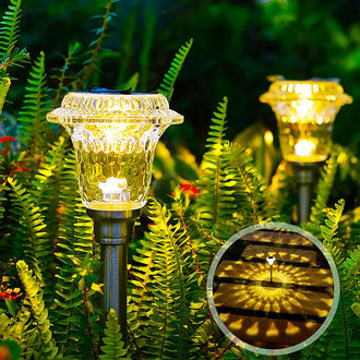Solar Powered Crystal Glass Lawn Stake Light