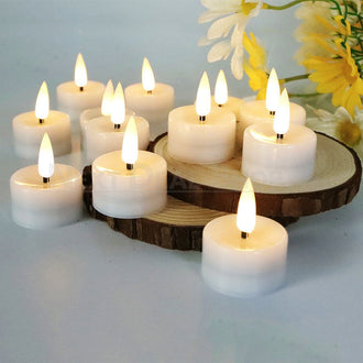 12 pezzi: candele tealight tremolanti a LED senza fiamma