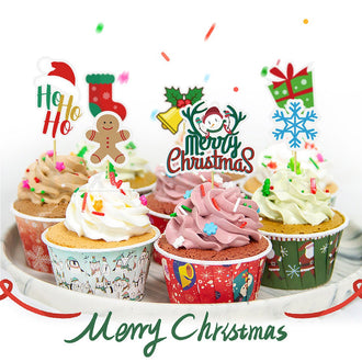 15 stuks - Kerst Cupcake Topper