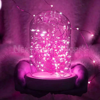 Luces LED de hadas de alambre de cobre rosa de 16 pies (impermeables)