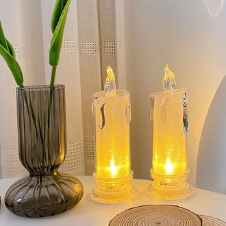 4 pezzi - Elegante candela centrotavola in cristallo bianco caldo a LED