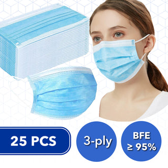 25 stuks wegwerp 3-laags niet-geweven stoffen gezichtsmaskers (BFE≥95%)