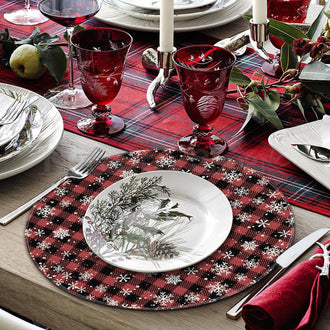 4 Stück – Rundes Tischset mit festlicher Schneeflocke