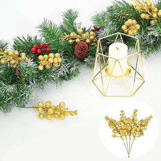 Confezione da 5 bacche di glitter natalizie artificiali