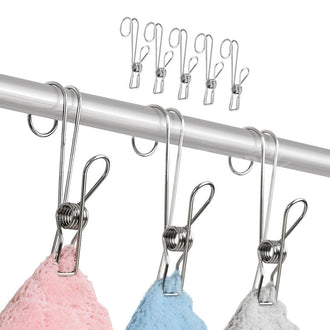 5 Packs 304 Stainless Steel Long Tail Clip With Hook