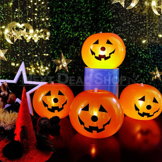 5 pezzi - Palloncini gonfiabili con zucca LED di Halloween