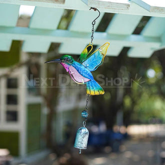 Carrilhão de vento decorativo de ferro colibri colorido