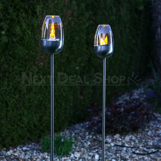 2 pezzi: candela a LED in acciaio inossidabile ad energia solare
