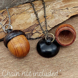 Wooden Acorn Pocket Pill Holder Pendant