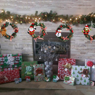 Ensemble de couronnes de pin compactes à suspendre de Noël (4 pièces)