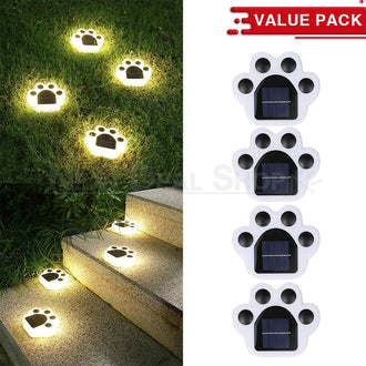 4 pezzi - Lampada da terra con stampa di zampe a energia solare