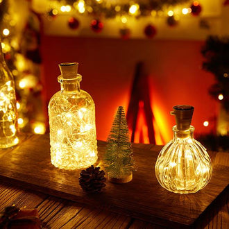 XMAS Solar-Powered Copper Wire Light Cork