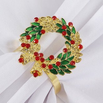 4 pièces - Rond de serviette couronne de Noël en strass