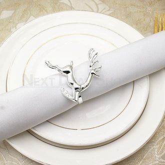 6 pezzi - Portatovagliolo in argento con renna