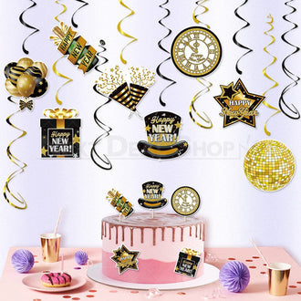 Set di decorazioni da appendere per felice anno nuovo