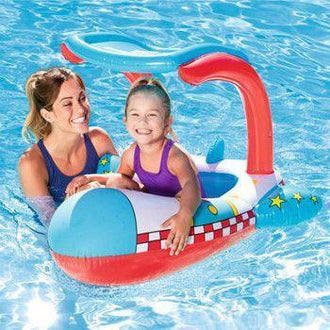 Bateau flottant pour piscine pour bébé avec parasol