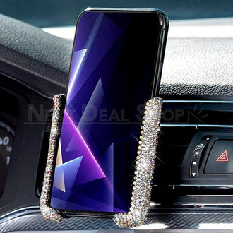 Supporto per telefono da auto a forma di V con strass