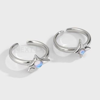 Glanzende ster-maansteenring