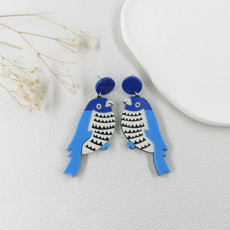 Blauwe vogel oorbellen