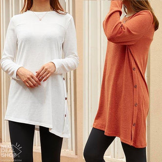 Jurk met knoop aan de zijkant