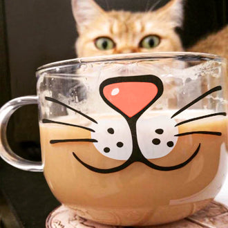 Cat Face Glass Mug