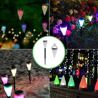 2 in 1 Solar-Powered Color Changing Garden LED Lantern Light