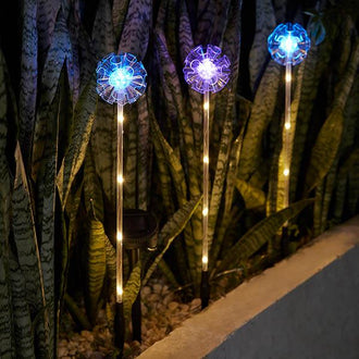 Solar-Powered Color Changing LED Dandelion 3 Piece Stake Set