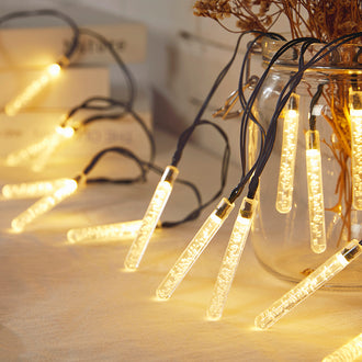 Solar-Powered LED Icicle Tube Lights