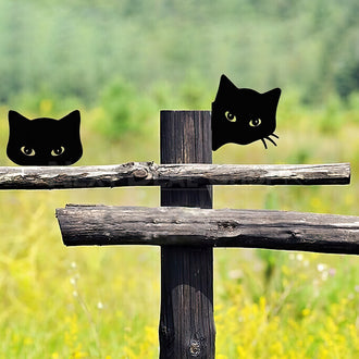 2 pezzi: decorazione da giardino con sagoma di gatto in metallo