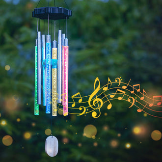 Solar-Powered Colorful Wind Chime Light